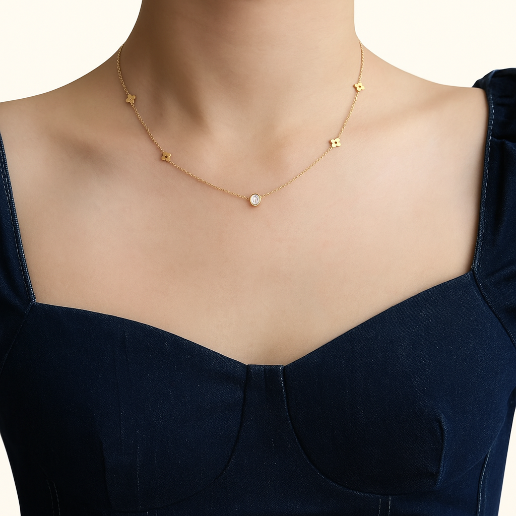 CARRIE Gouden Klaver Ketting