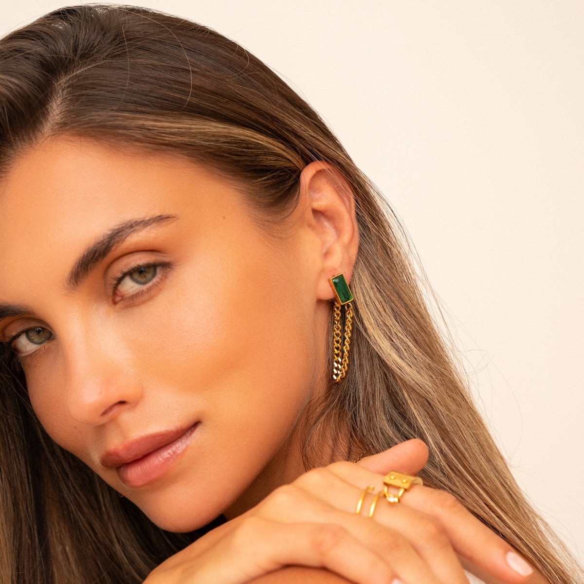 ESMERALDA Gouden Chain Oorbellen