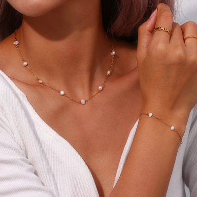 LANEY Gouden Parelketting