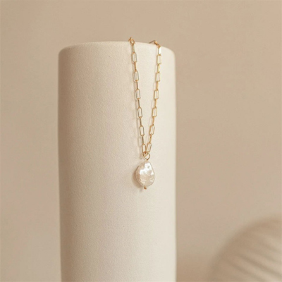 KOS Gouden Paperclip Ketting met Parel