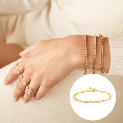 FAE  Paperclip en Tennis Armband